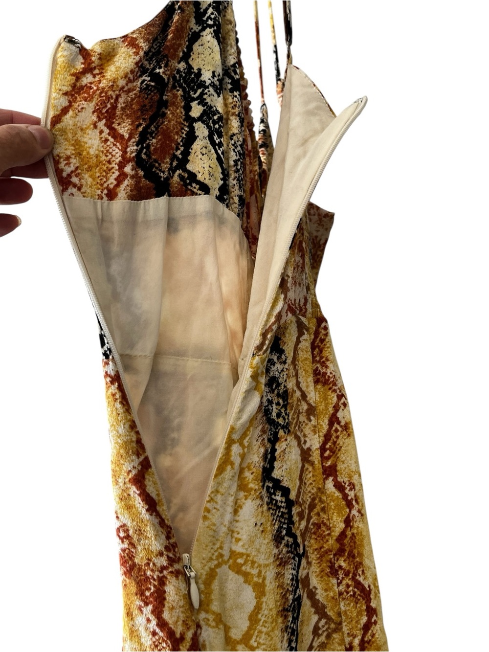 L*SPACE Portola Dress Pretty In Python Snake Print Midi Dress Side Slit Size L - Picture 8 of 12
